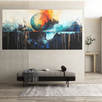 Vibrant abstract canvas art - recreated form in rich tones, 1.5 inch thick pine frame, modern interior decoration poster