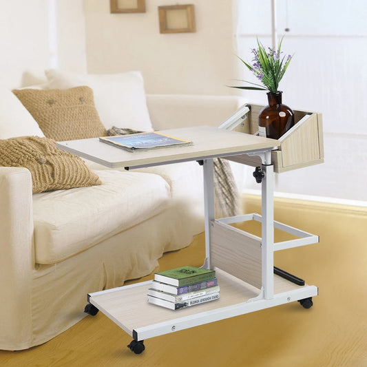 Portable Multifunctional Removable Laptop Desk with Wheels Drawer Bed Sofa Books Snack Laptop Desk Removable Laptop Desk