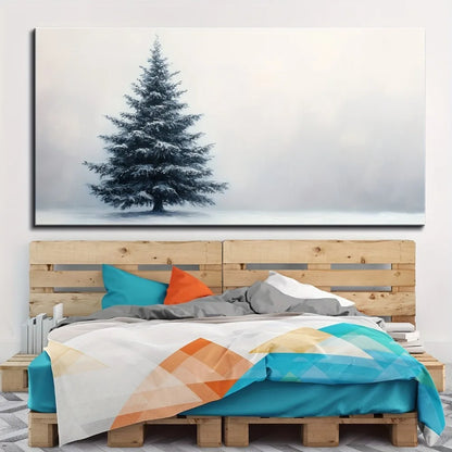 1.5 inch thick pine solid wood frame, Christmas winter mural,