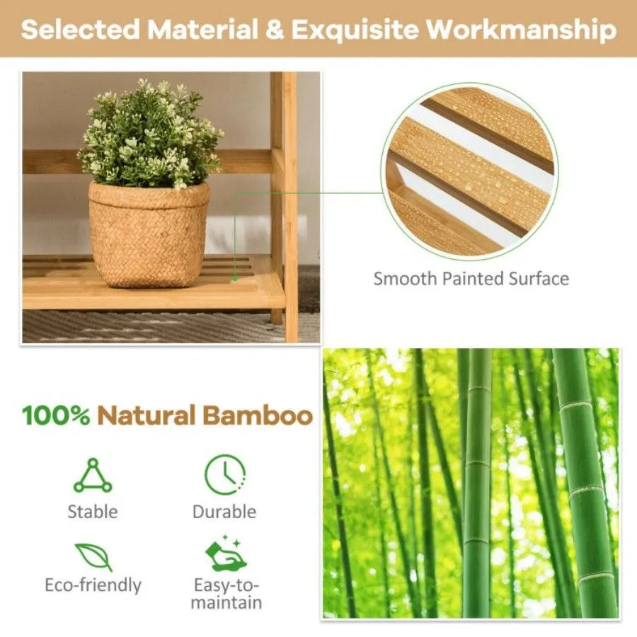 4Tier Bamboo Bookshelf Ladder Shelf Plant Stand Rack
