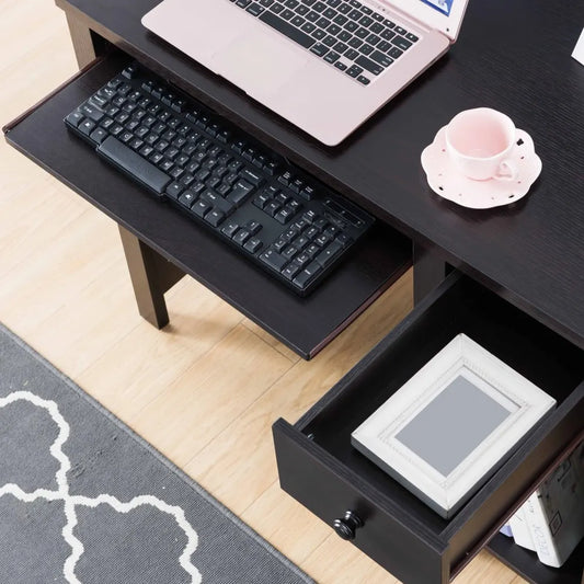 Student desk with hutch home office desk 39"W Compact desk Writing Desk Laptop Desk Red Cocoa Espresso One drawer Keyboard Drawer