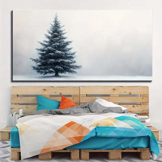 1.5 inch thick pine solid wood frame, Christmas winter mural,