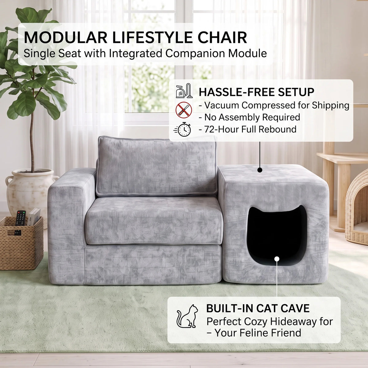 Modular Sofa Built‑in Pet Cave Pet‑Friendly Couch