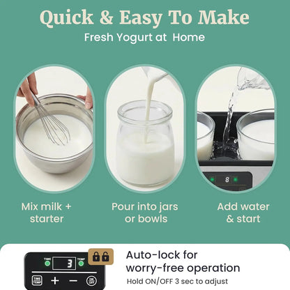 ProBioticPRO Digital Yogurt Maker with Programmable Temperature And Time Control 68-127°F Includes 8 Glass Jars for Kitchen