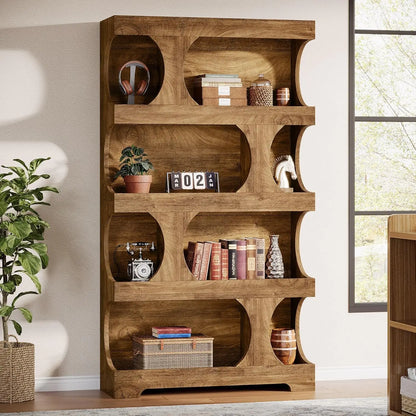 Modern Asymmetrical Bookshelf,Freestanding Display Shelf with Classic Shape,Large Library BookShelf for Living Room, Home Office