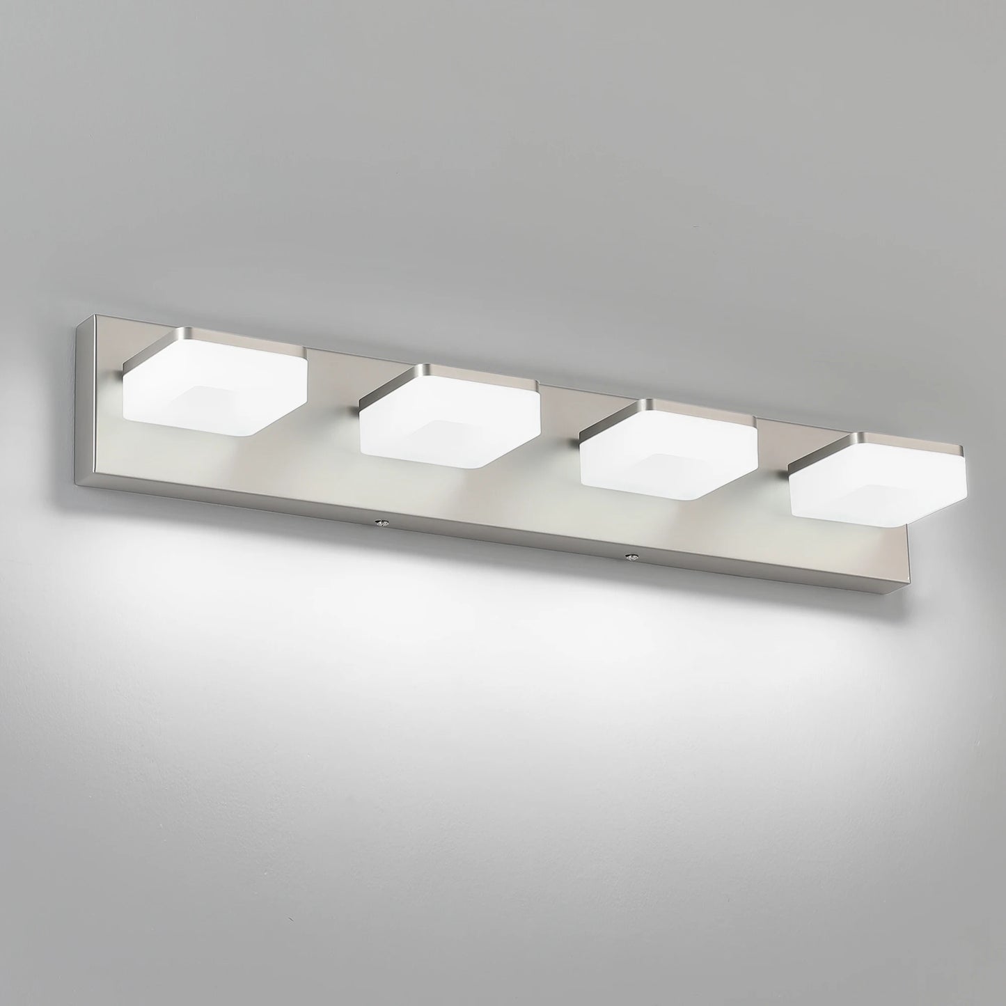 25.59-Inch LED Modern Mirror Headlight, 360° Rotating Art Light, Acrylic + Metal, Dimmable Bathroom Vanity Light