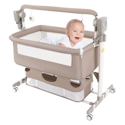 Portable Baby Bed Height Adjustable Bedside Sleeper Music Play