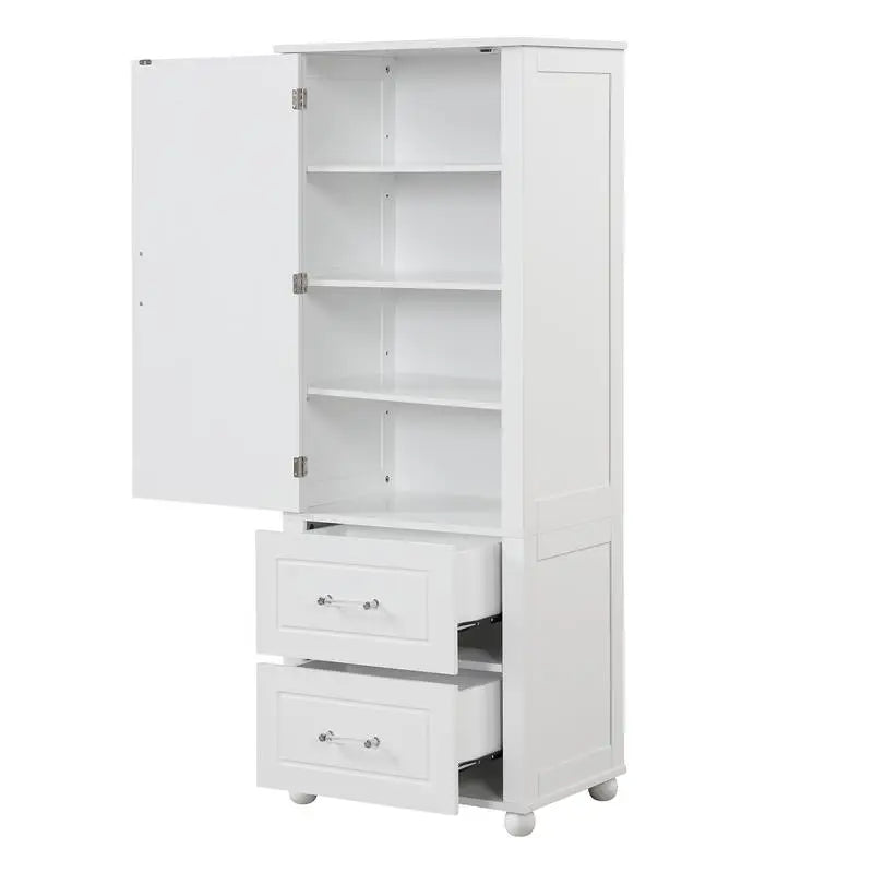 Freestanding Tall Bathroom Storage Cabinet with 2 Drawers and Adjustable Shelf
