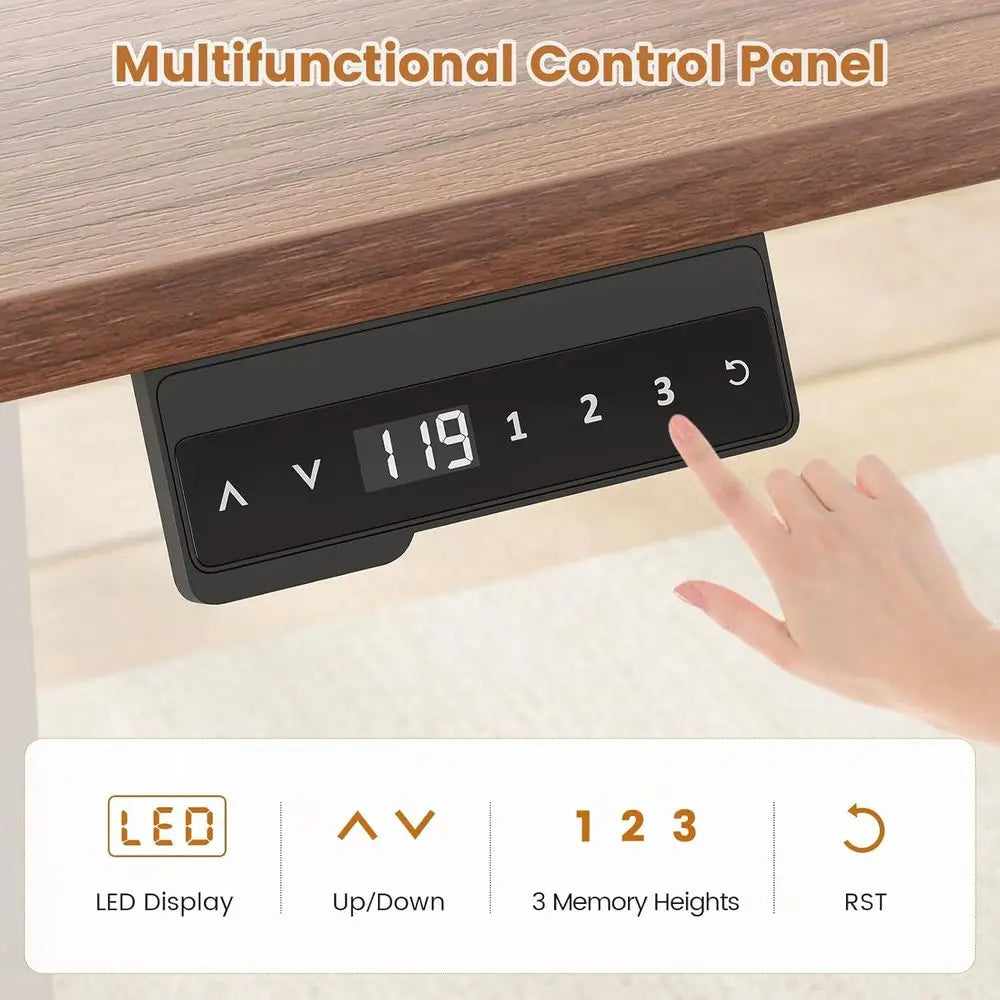 L Shaped Standing Desk, 55 inch Height Adjustable Desk with Storage Standing Computer Desks with Power Outlets