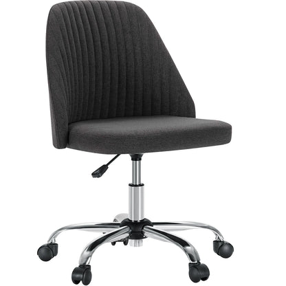 Armless Small Desk Office Chair Cute Vanity Swivel Chair with Back Modern Fabric with Wheels Swivel Task Home Gaming Chair
