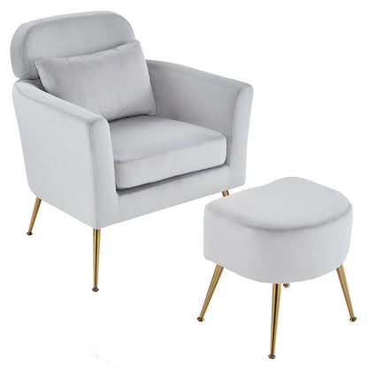 Half Disassembled Single Chair With Gold Feet And Pedals Flannelette Indoor Leisure Chair Light Gray