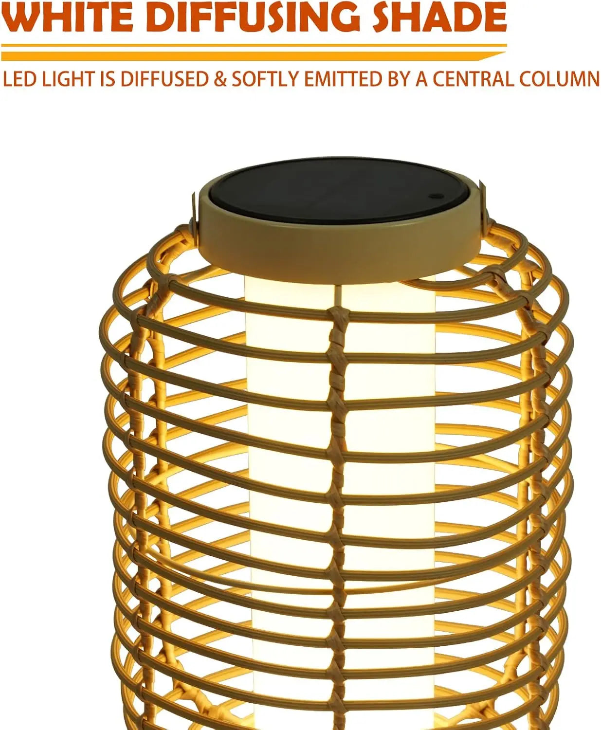 Floor Lamp Set of 2, 14-inch Wicker Woven LED Lamp, Water-Resistant