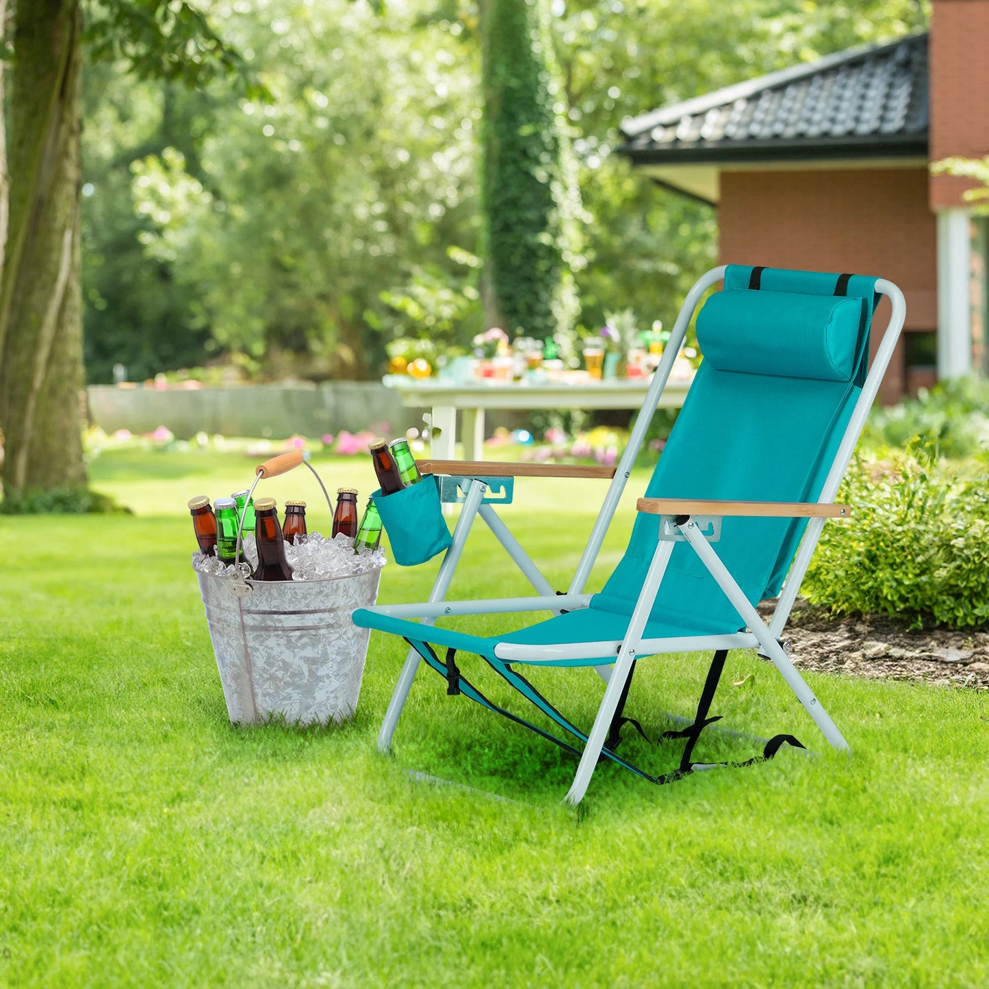 Folding Beach Chair Set of 2 for Adults, 4 Position Portable Backpack Foldable Camping Chair