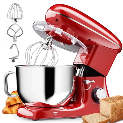 6.5 QT Electric Stand Mixer, 3-IN-1 Food Mixer with Dough Hook, Beater, Whisk, Bowl for Most Home Kitchen Cooks