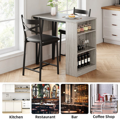 Kitchen Bar Table and Chairs for 2, 3-Piece Kitchen Table Set, Expandable Counter Height Bar Table Set