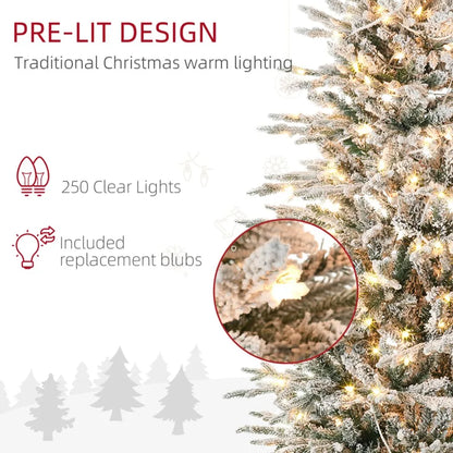 6ft Tall Prelit Artificial Christmas Tree Holiday Dr with 636 Snow Flocked Branches 250 Warm Yellow Clear Lights Auto Open Extr