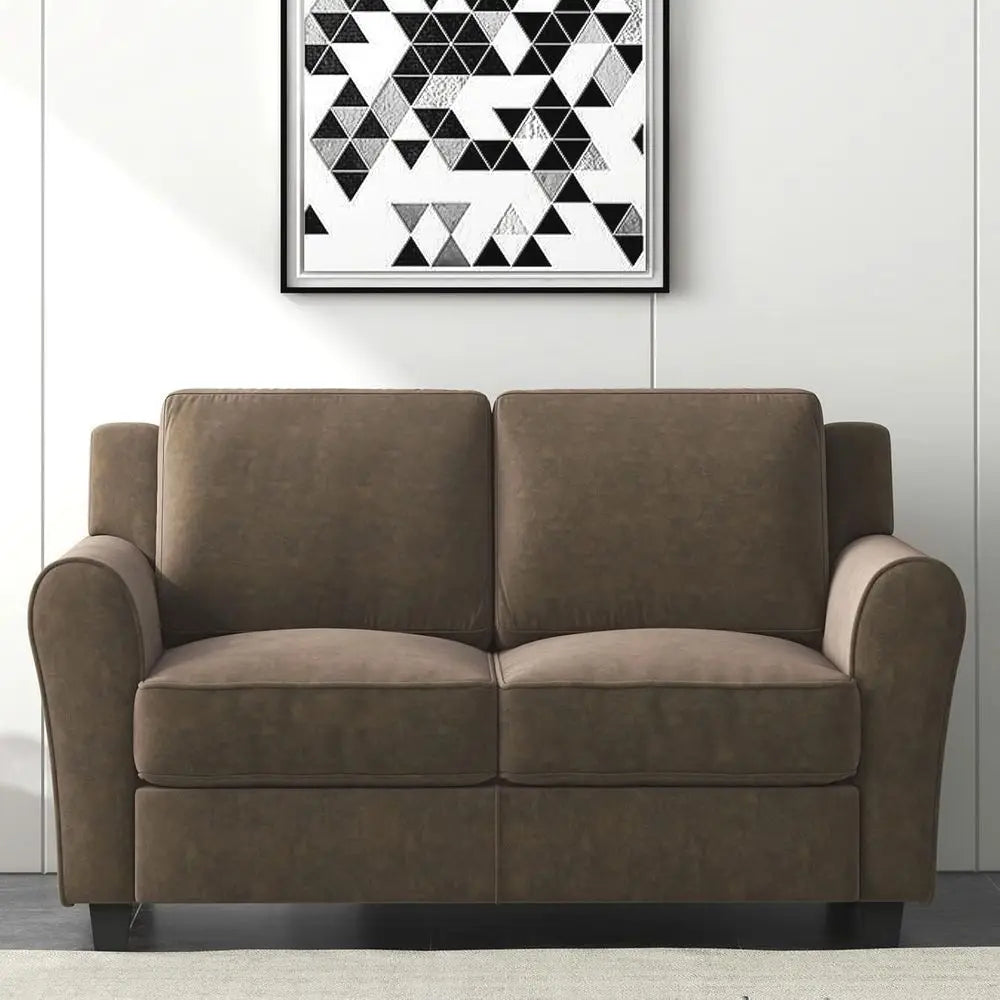 Brown Loveseat Sofa Couch, 2 Seater Love Seat