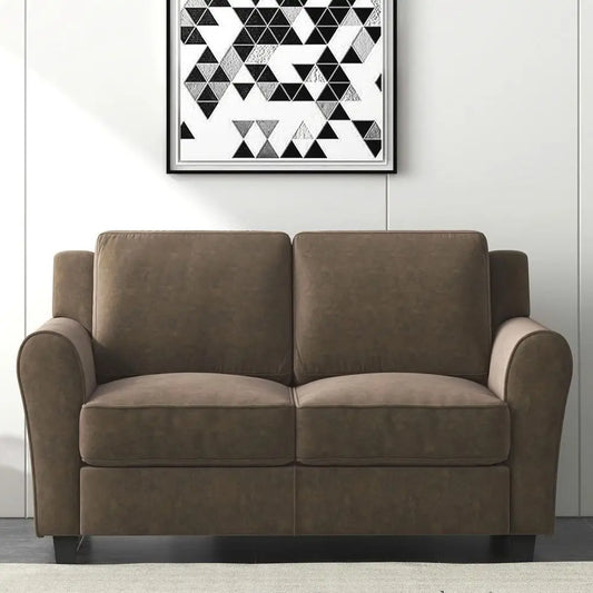 Brown Loveseat Sofa Couch, 2 Seater Love Seat