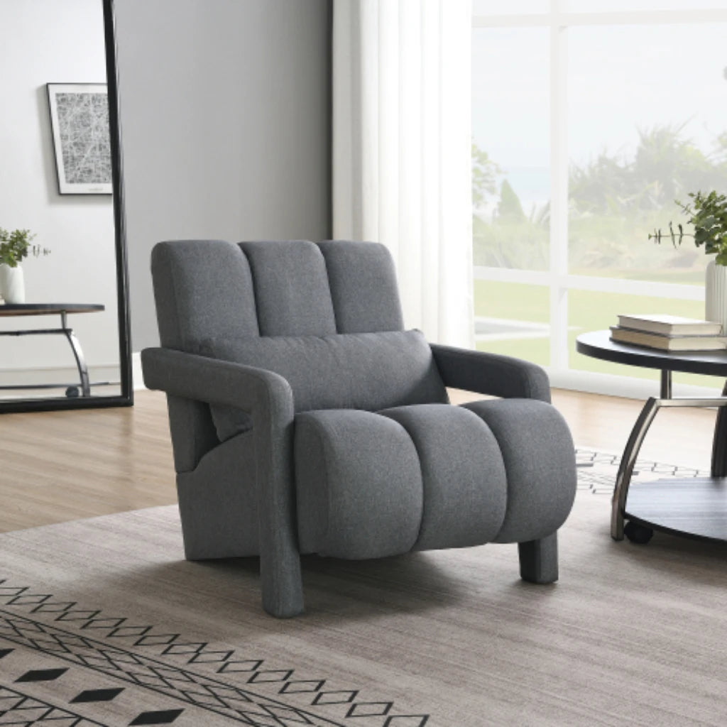 Modern cushioned chairs with pillows, comfortable and breathable, versatile for living rooms and bedrooms
