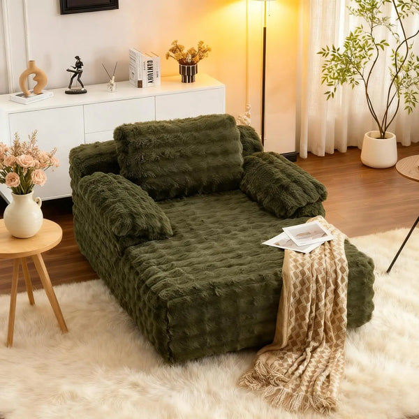 Oversized Chaise Lounge Chair Indoor Reading Chairs Comfy Bubble Fleece Upholstered Boneless Sofa Bed Sleeper, Customized