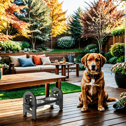 White Adjustable Pet Bowl Travel Ready