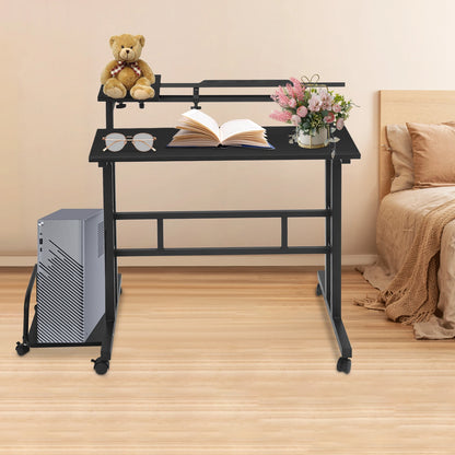 Multi Functional Foldable Desk Modern Computer Desk Adjustable Computer Table with 6 Universal Wheels 20kg Load Capacity