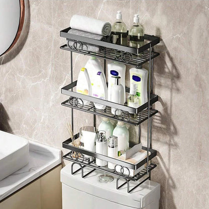 Over The Toilet Storage Shelf, 1-Tier/2-Tier/3-Tier Large Capacity Bathroom Storage Organizer Rack With No Drill Adhesive Hook