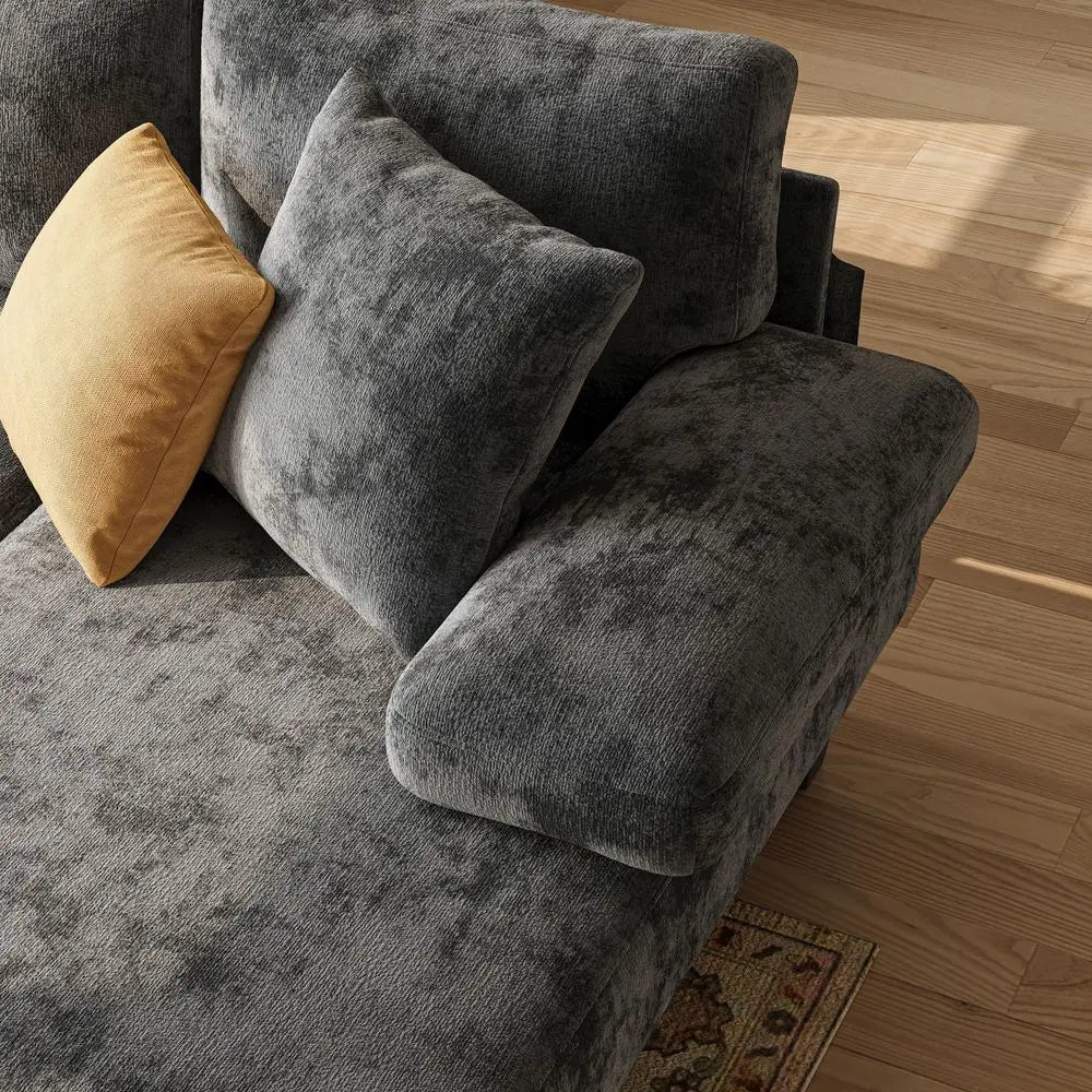 Compressed Sofa, Convertible Sofa Bed, Corduroy Compression Boneless Couch with Pillow