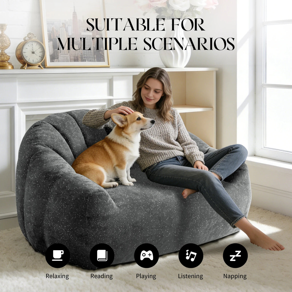 Comfy Bean Bag Sofa with Back Support
