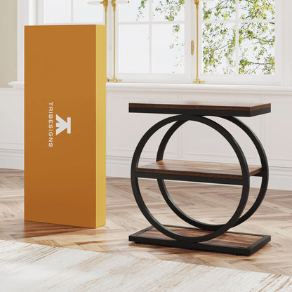Tribesigns End Table, Narrow End Table with 3 Storage Shelves
