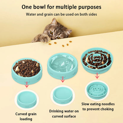 2-in-1 Pets Silicone Slow Feeder,
