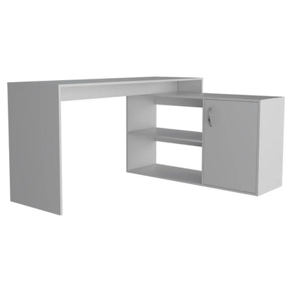 Axis Modern LShaped Computer Desk with Open Closed Storage White