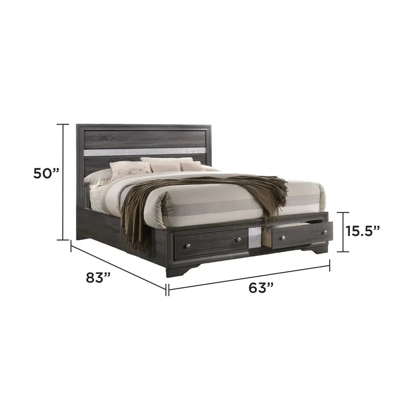 Gray Wood Traditional Queen 5-Piece Bedroom Storage Set