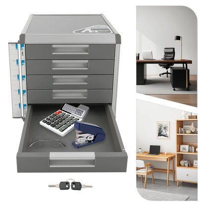 5-Drawer File Cabinet: Durable, Secure Lock, Large A4 Capacity & Space-Saving Design