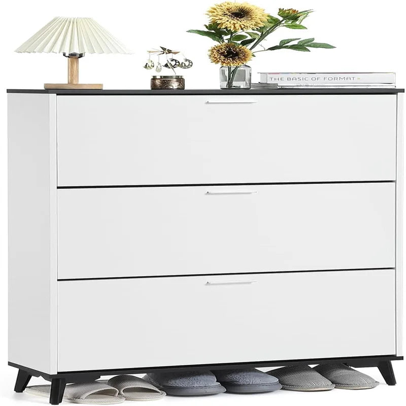 Shoe Cabinet Storage with 3 Flip Drawers, Narrow Shoe Rack C