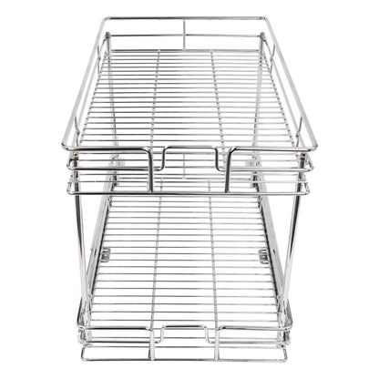 2-Tier Silver Cabinet Pull Out Shelves, Organizer Storage
