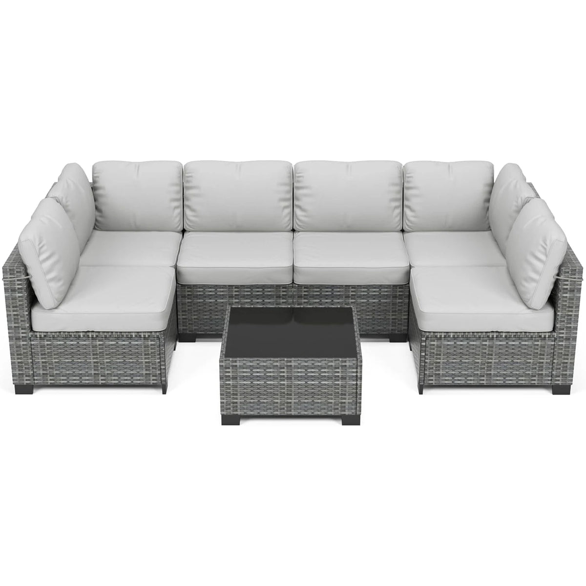 Outdoor Rattan Wicker Sectional Modular Conversation Sofa Set