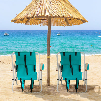 Folding Beach Chair Set of 2 for Adults, 4 Position Portable Backpack Foldable Camping Chair