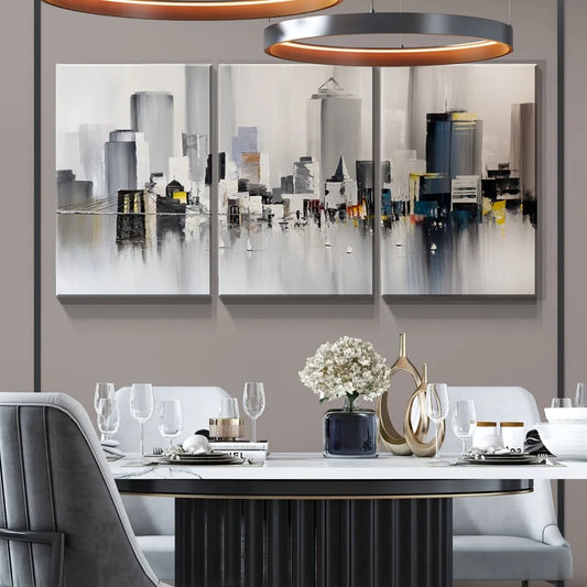 3 oil wall art - Modern New York print,