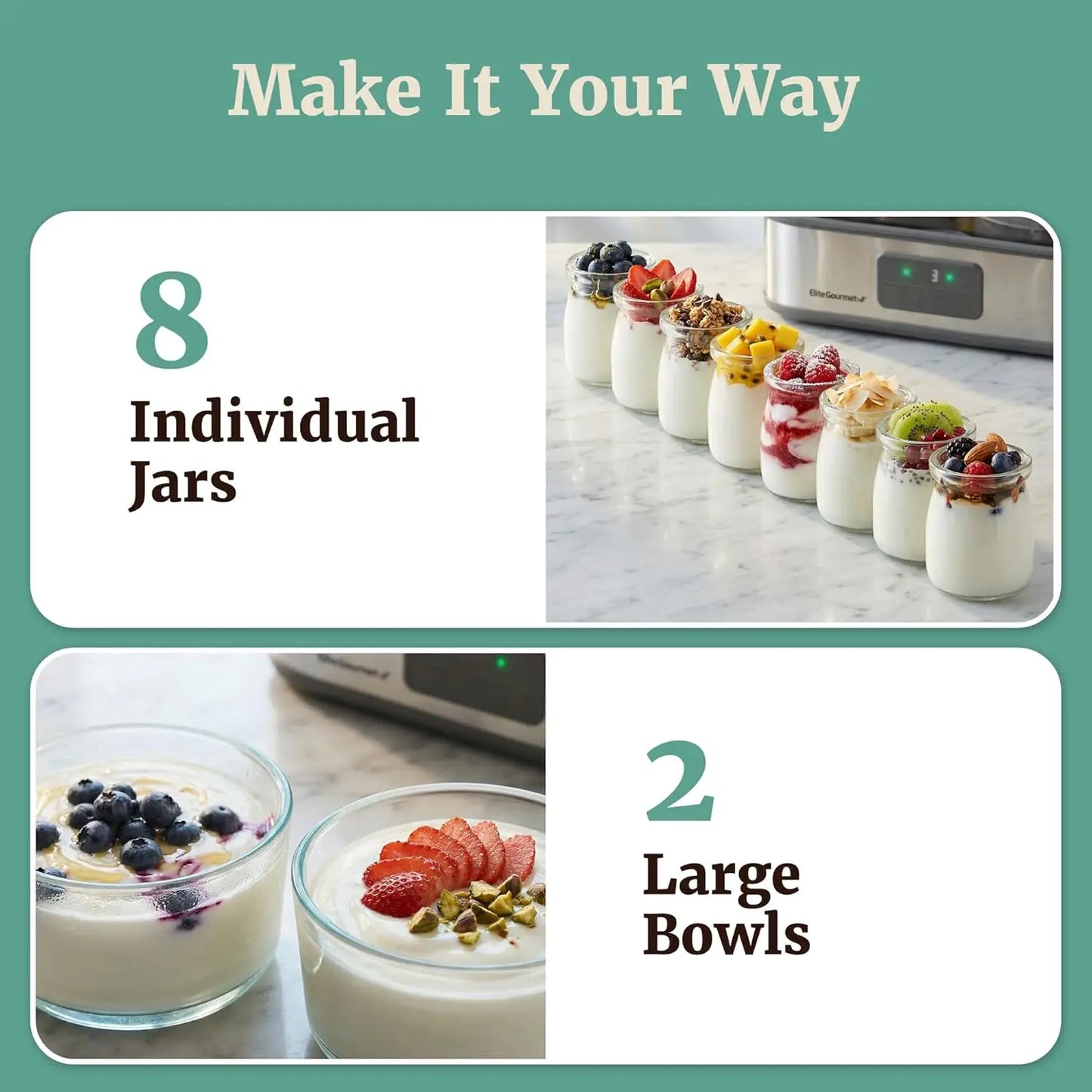 ProBioticPRO Digital Yogurt Maker with Programmable Temperature And Time Control 68-127°F Includes 8 Glass Jars for Kitchen