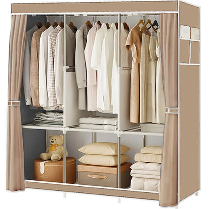 Closet Wardrobe Organizer Storage Rack Portable Clothes Shoe Clothing Shelf Dustproof Non-woven Fabric Quick and Easy to Assembl