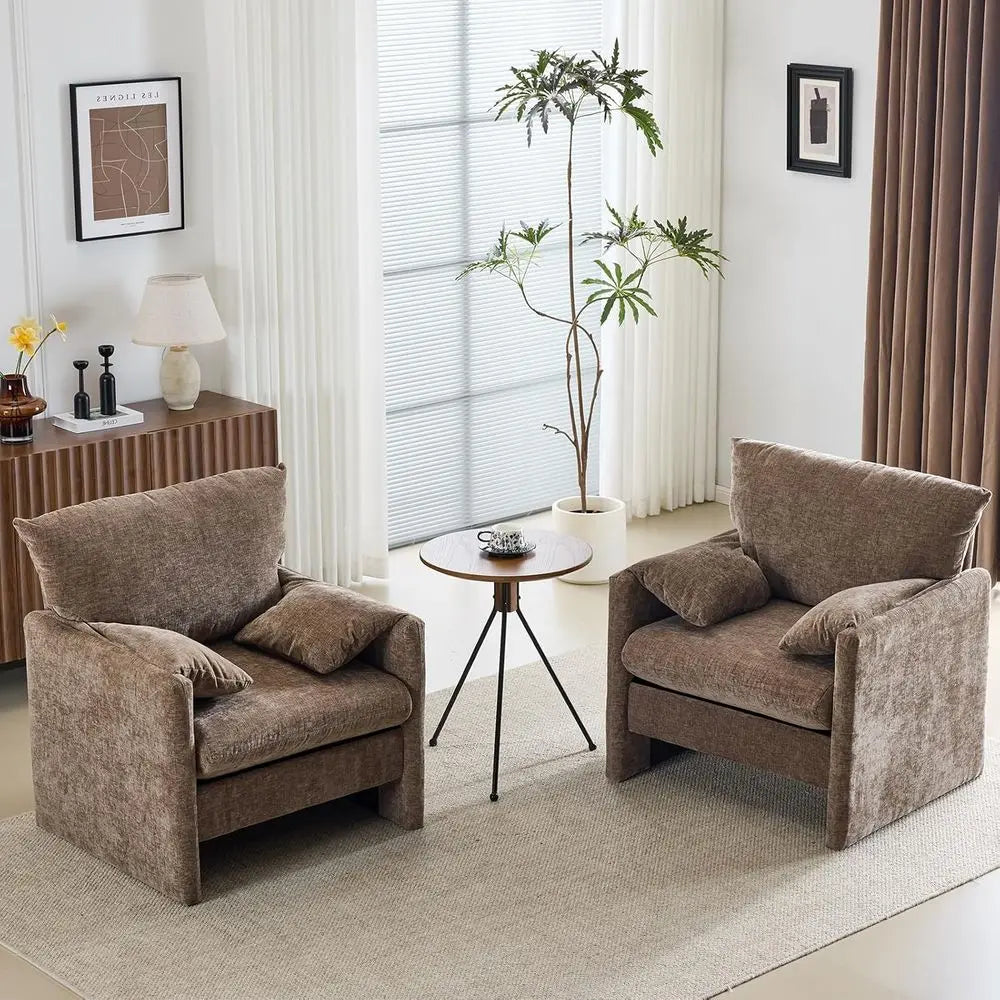Oversized 2-Piece Armchair Set, 34 Wide, Upholstered Lounge Chair for Living Room or Bedroom, Century Reading Chair, Comfortable