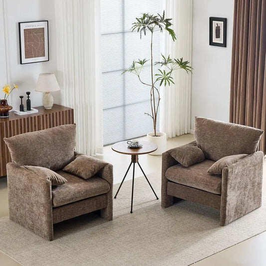 Oversized 2-Piece Armchair Set, 34 Wide, Upholstered Lounge Chair for Living Room or Bedroom, Century Reading Chair, Comfortable