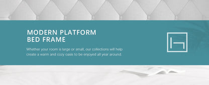 Classic Bed Frame with Button Tufted Wingback Headboard Platform Bed