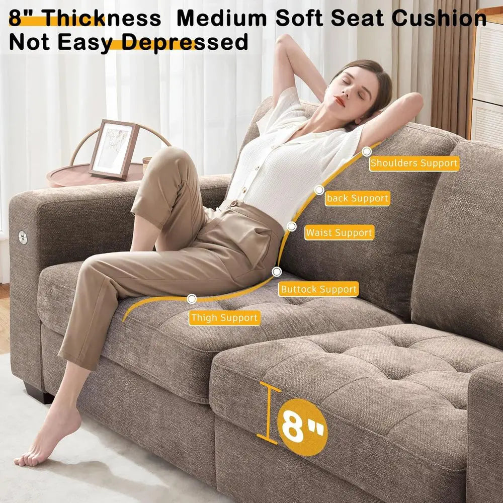 Comfy Sofa with Medium Seat Cushion Wide Armrest, USB
