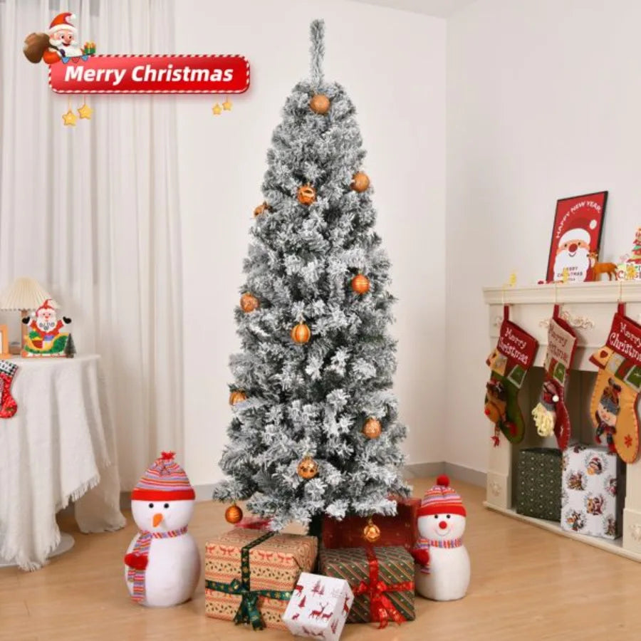 6 FT Snow Flocked Hinged Christmas Tree