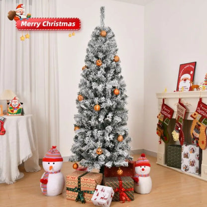 6 FT Snow Flocked Hinged Christmas Tree