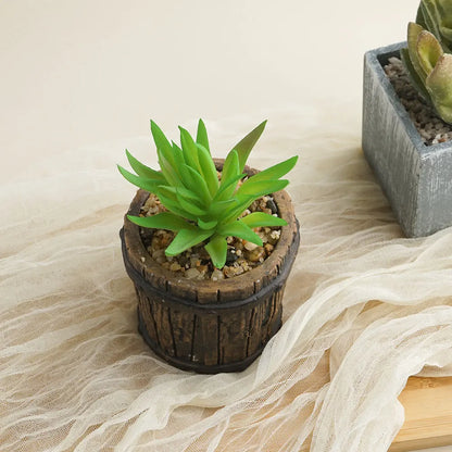 Artificial Succulents Potted,Realistic Fake Green Succulents Plants in Pots Decorative for Home Deco