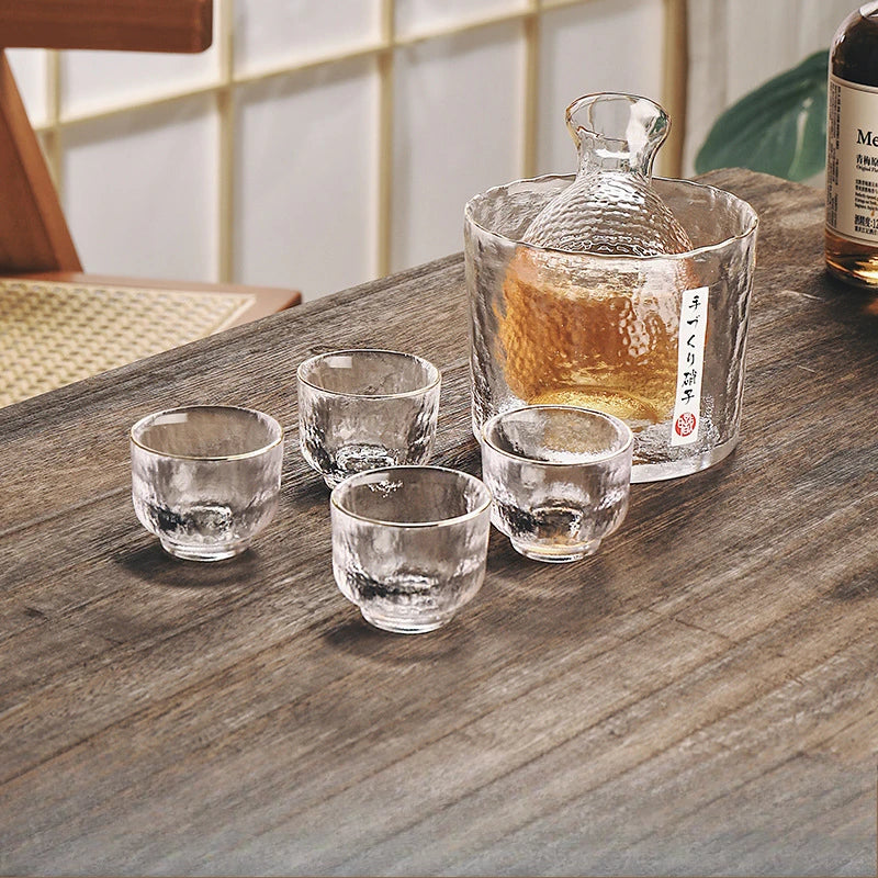Japanese Glass Bar Sets Glass Sake Wine Set Baijiu Whisky Cocktail Set Glass Flask Barware