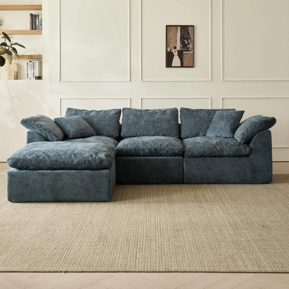 L-Shaped 3-Seater Oversized Deep Seat Sectional with Ottoman